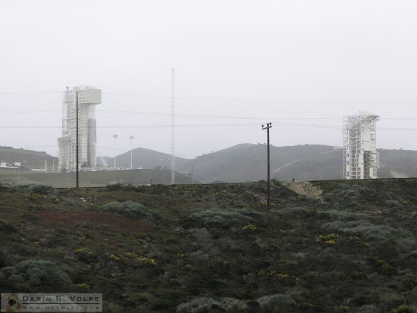 Launch towers at Vanderberg Air Force Base.